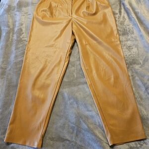 Express Women's Faux Leather Camel Ankle Pants